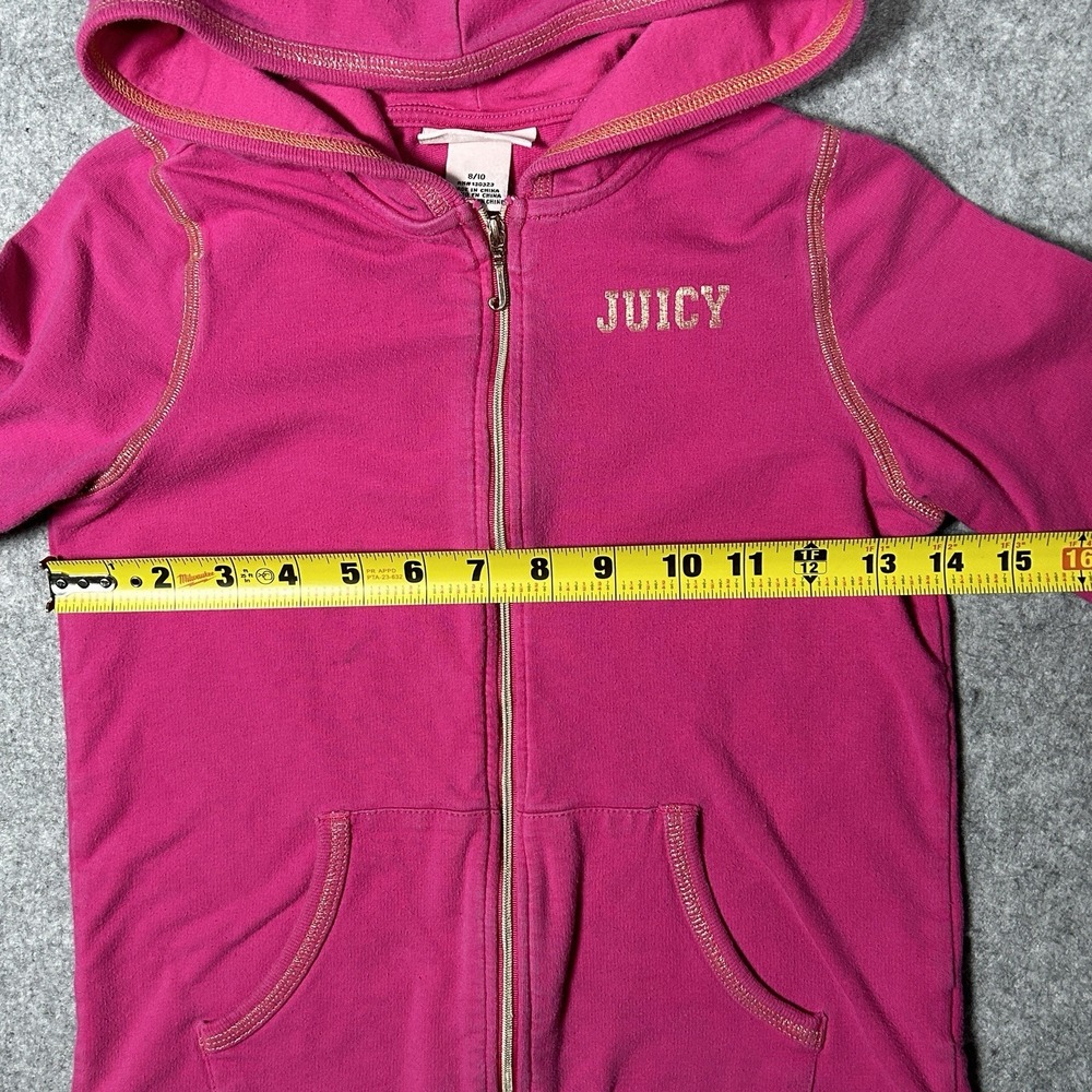 Juicy Couture Hoodie YOUTH Girls Size 8/10 Pink Y2K Full Zip Double Sided - Picture 3 of 15